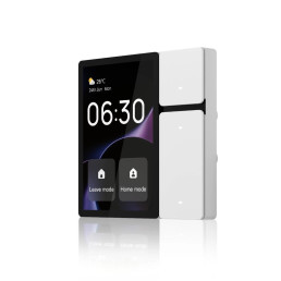 Išmanių namų TUYA valdymo panelė, 3.5'' LCD, Wi-Fi, IR valdymas, su trimis fiziniais jungikliais, balta