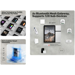 Išmanių namų TUYA valdymo panelė, 3.5'' LCD, Wi-Fi, IR valdymas, su trimis fiziniais jungikliais, balta