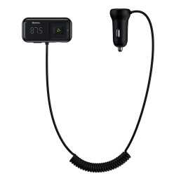 Automobilinis FM moduliatorius, įkroviklis su Bluetooth, AUX 12-24V 2xUSB 3.1A, juodas