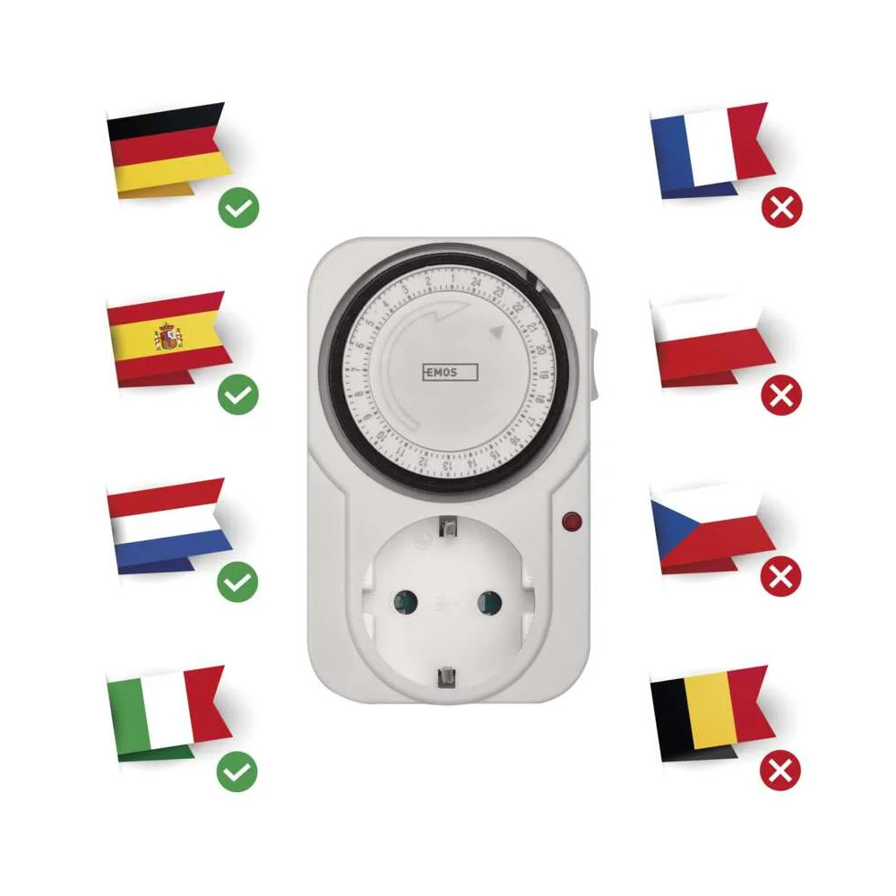 Mechaninis laikmatis TS-MD31, 230V AC, 16A, SCHUKO, EMOS