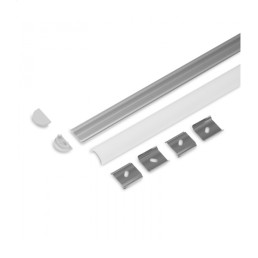 LED profilio komplektas ARC12, 2m, anoduotas, su baltu dangteliu, laikikliais ir aklėmis, TOPMET