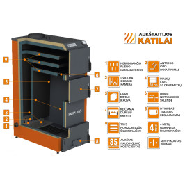 Kieto kuro katilas EKON-MAX, apatinio degimo, 16kW