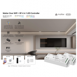 LED valdiklis DIM / CCT / RGB + CCT MATTER over Wi-Fi, 12V - 48V DC, iki 480W, 5A/ CH