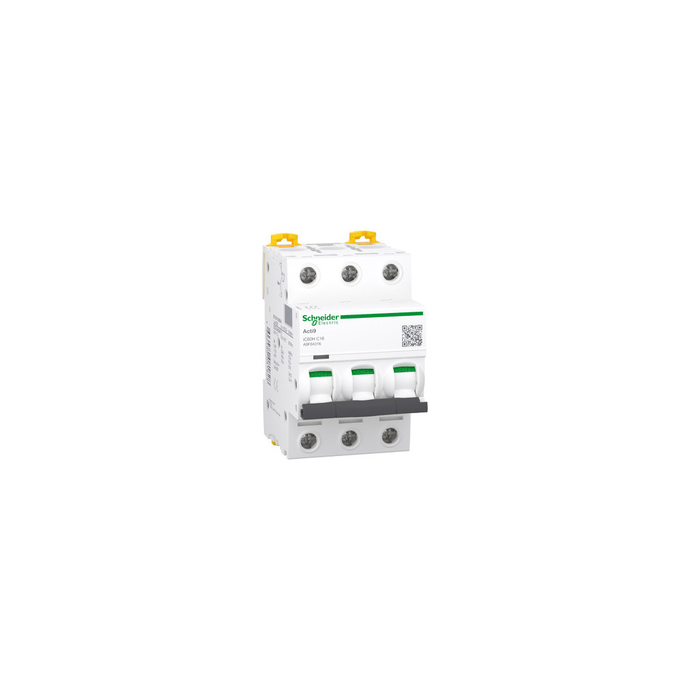 Miniatiūrinis automatinis jungiklis (MCB), Acti9 iC60H, 3P, 16A,C kreivė,10000A (IEC/ EN 60898-1),15kA