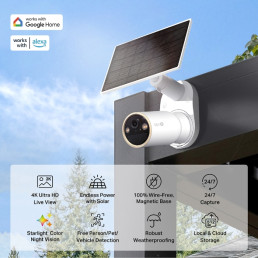 Bevielė Wi-Fi kamera su saulės panele, 4K 8MP, IP66, 2.4GHz + 5 GHz, Color Night Vision