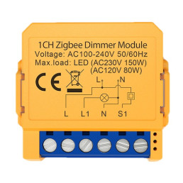 Išmanus šviesos reguliatorius, ZigBee, 1 kanalo, 100-240Vac, TRIAC 150W, TUYA, MQTT