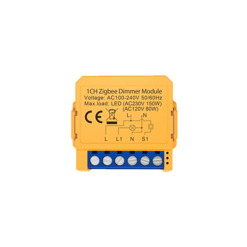 Išmanus šviesos reguliatorius, ZigBee, 1 kanalo, 100-240Vac, TRIAC 150W, TUYA, MQTT