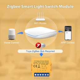 Išmanus šviesos reguliatorius, ZigBee, 1 kanalo, 100-240Vac, TRIAC 150W, TUYA, MQTT