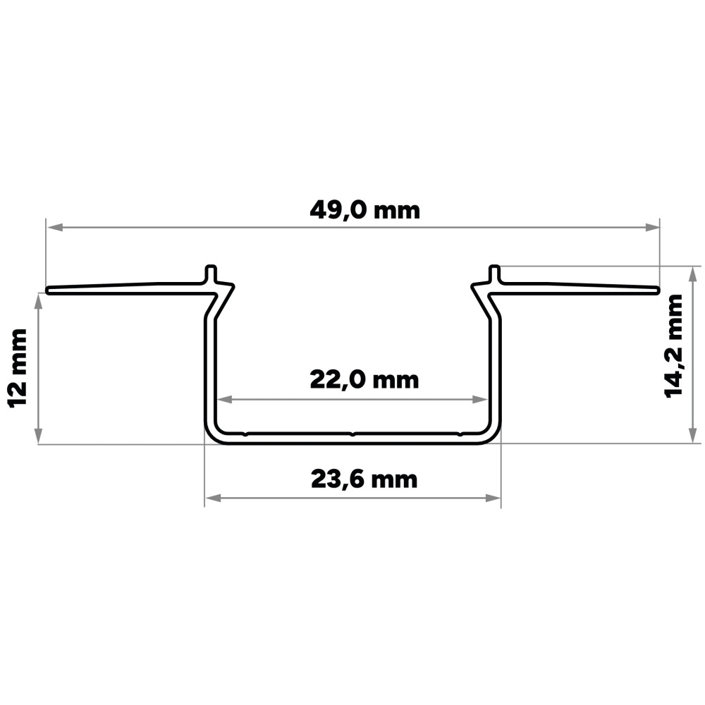 LED profilio komplektas HORST priglaistomas platus, aliuminis, anoduotas, baltas dangtelis 2.02 m