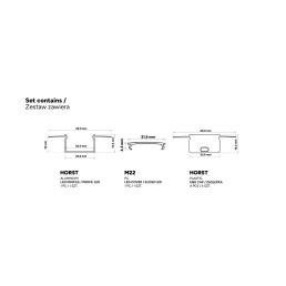 LED profilio komplektas HORST priglaistomas platus, aliuminis, anoduotas, baltas dangtelis 2.02 m