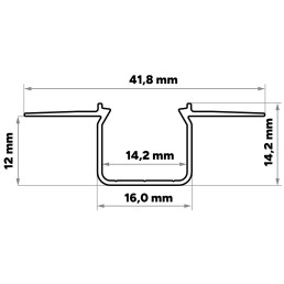 LED profilio komplektas MOSSO priglaistomas siauras, aliuminis, anoduotas, baltas dangtelis 3 m
