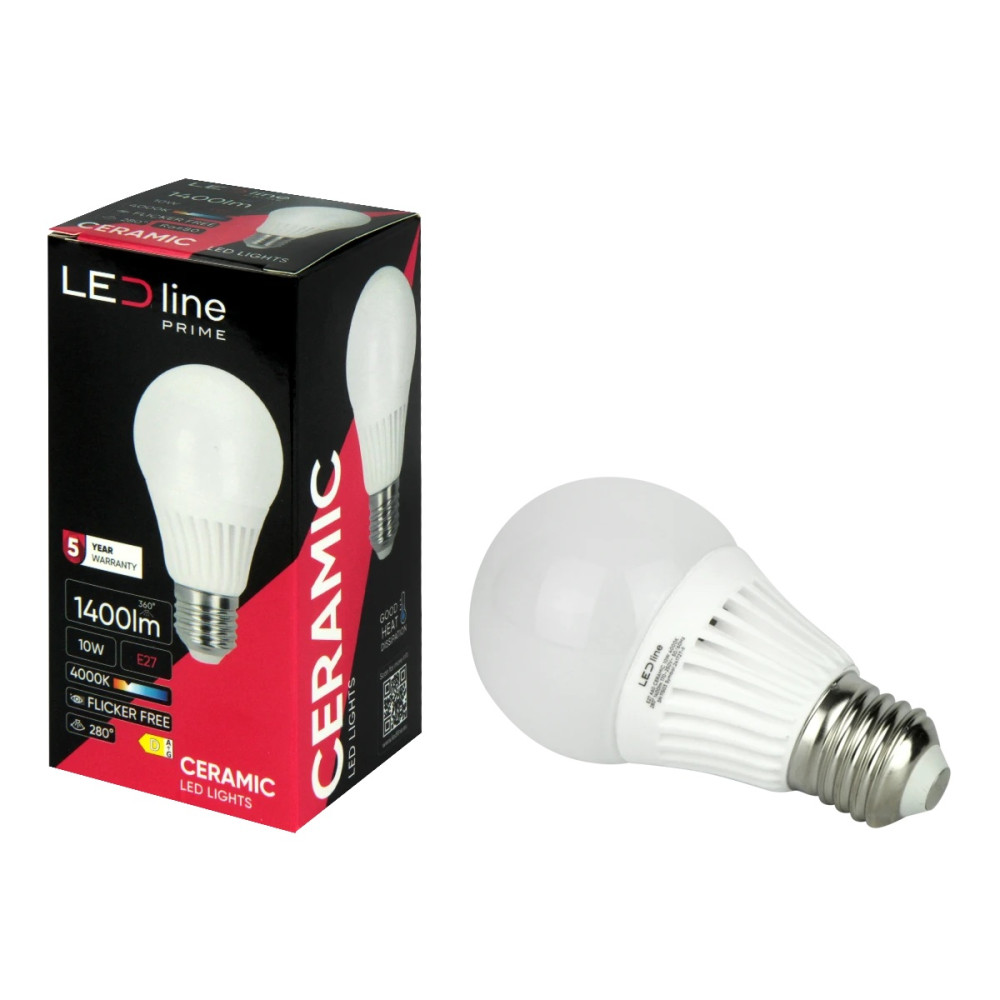 LED lemputė E27 10W 4000K 1400lm 140lm/ W 170-250V A60
