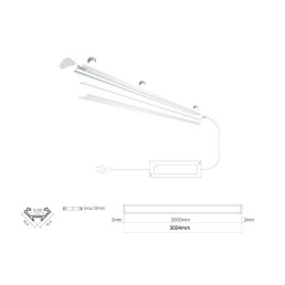 LED profilio komplektas, 3m, kampinis, juodas, su baltu dangteliu, laikikliais ir aklėmis