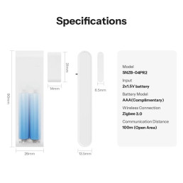 Išmanus ZigBee durų / langų jutiklis, 2-os kartos, SNZB-04PR2, SONOFF
