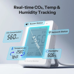 Išmanusis oro kokybės matuoklis AirGuard CO2, Wi-Fi, su LCD ekranu, SAWF-08P, SONOFF