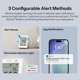 Išmanusis oro kokybės matuoklis AirGuard CO2, Wi-Fi, su LCD ekranu, SAWF-08P, SONOFF