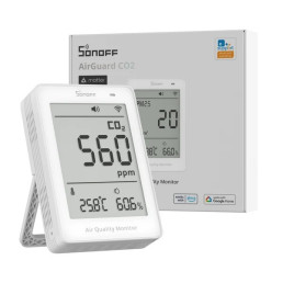 Išmanusis oro kokybės matuoklis AirGuard CO2, Wi-Fi, su LCD ekranu, SAWF-08P, SONOFF