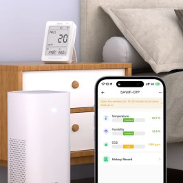 Išmanusis oro kokybės matuoklis AirGuard PM2.5, Wi-Fi, su LCD ekranu, SAWF-07P, SONOFF
