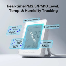Išmanusis oro kokybės matuoklis AirGuard PM2.5, Wi-Fi, su LCD ekranu, SAWF-07P, SONOFF