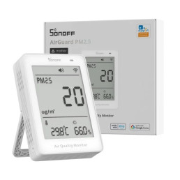 Išmanusis oro kokybės matuoklis AirGuard PM2.5, Wi-Fi, su LCD ekranu, SAWF-07P, SONOFF