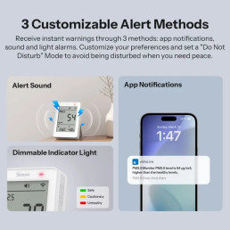 Išmanusis oro kokybės matuoklis AirGuard PM2.5, Wi-Fi, su LCD ekranu, SAWF-07P, SONOFF