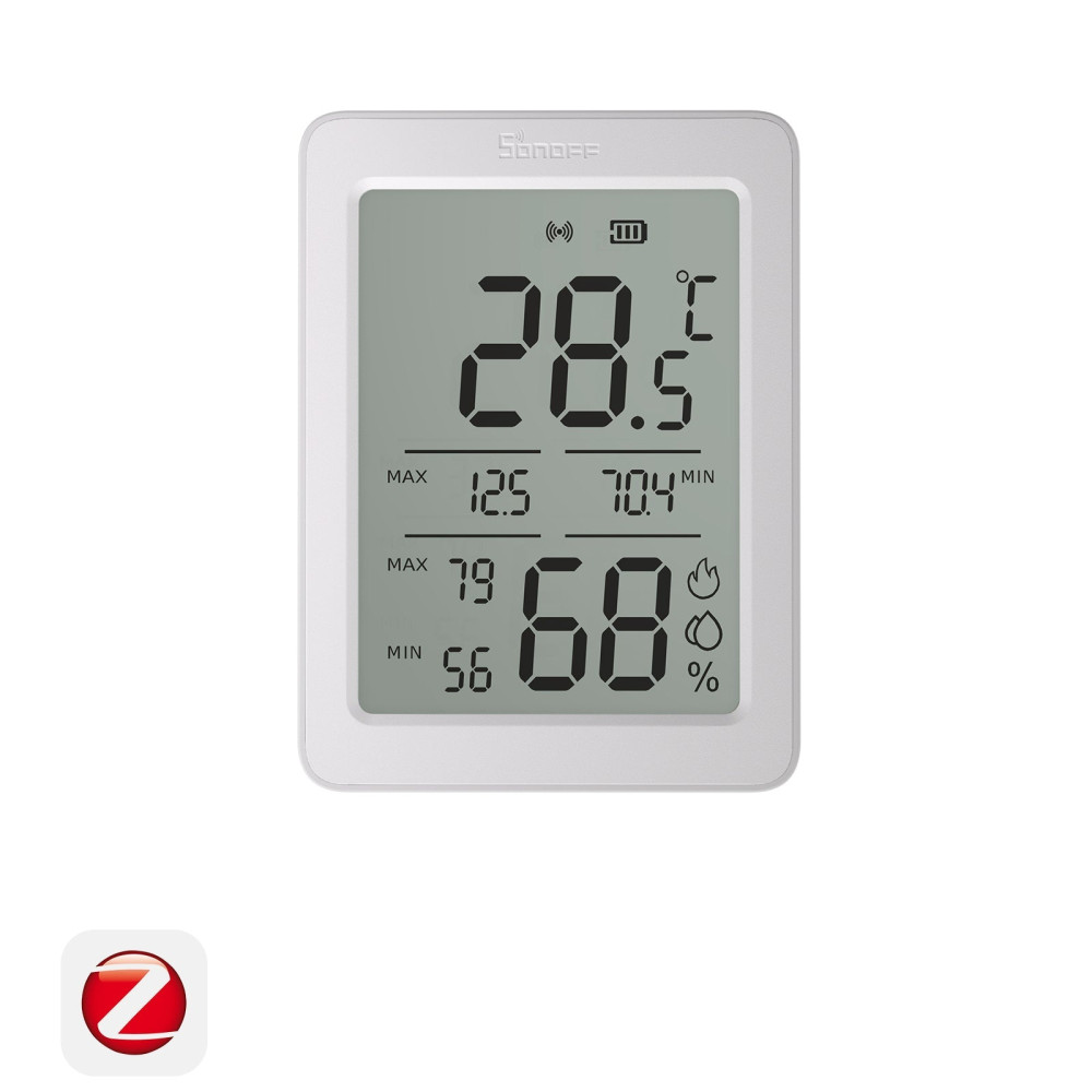 Išmanusis temperatūros ir drėgmės jutiklis, ZigBee 3.0, su LCD ekranu, 2-os kartos, SNZB-02DR2, SONOFF