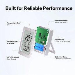 Išmanusis temperatūros ir drėgmės jutiklis, ZigBee 3.0, su LCD ekranu, 2-os kartos, SNZB-02DR2, SONOFF