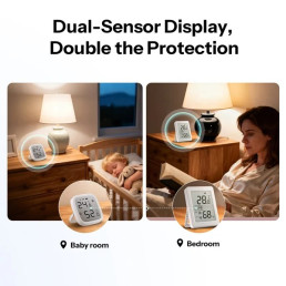 Išmanusis temperatūros ir drėgmės jutiklis, ZigBee 3.0, su LCD ekranu, 2-os kartos, SNZB-02DR2, SONOFF