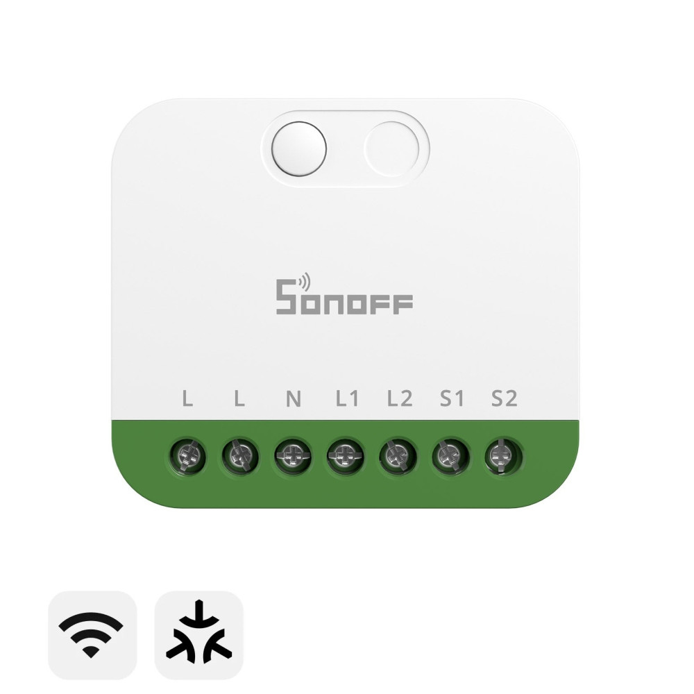 Išmanusis sieninis jungiklis MINI-2GS, Matter over Wi-Fi, 2 kanalų, SONOFF