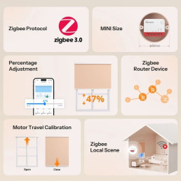 Išmanusis roletų / žaliuzių jungiklis MINI-ZBRBS, Zigbee, procentinis valdymas, SONOFF