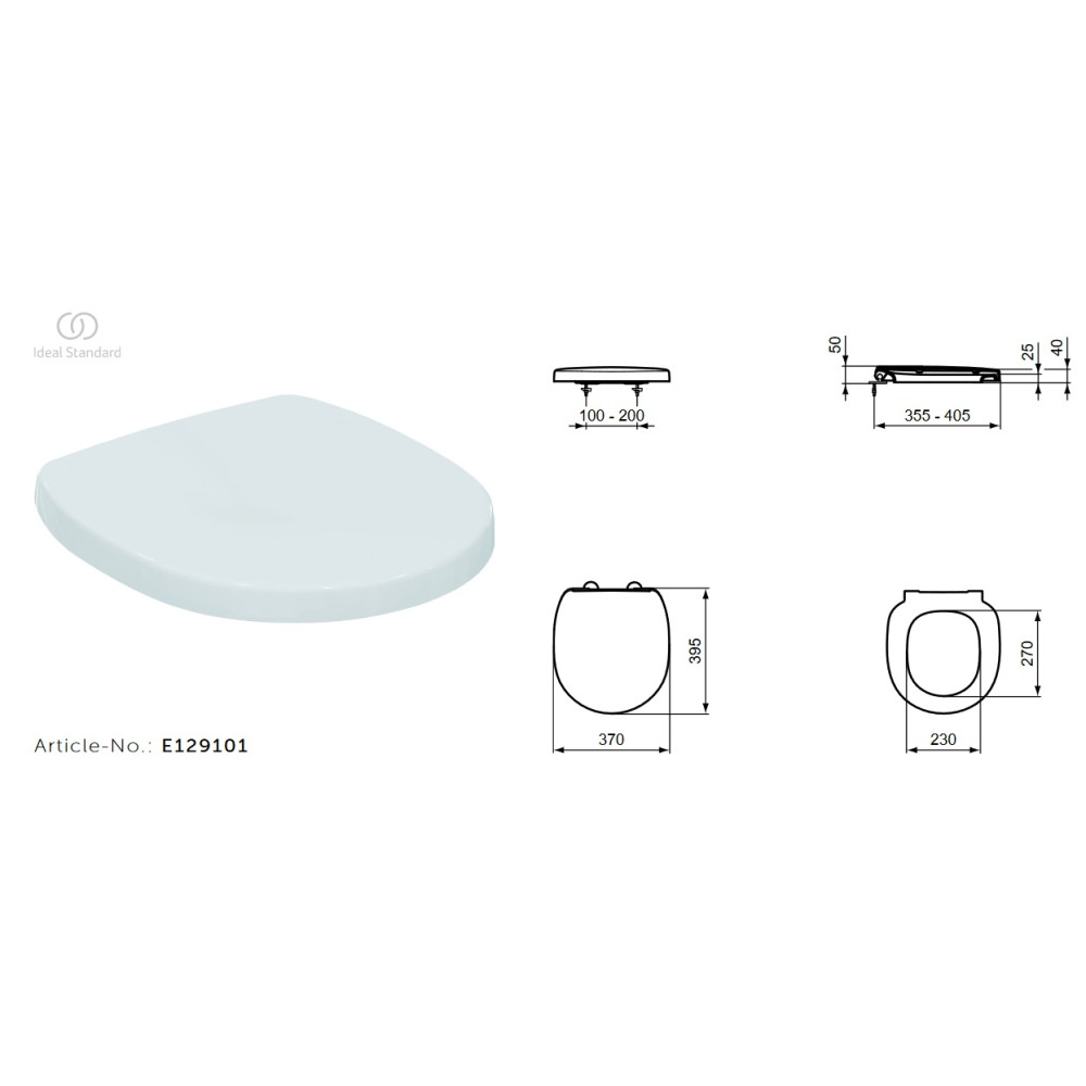 WC dangtis IDEAL CONNECT Space, Soft close, baltas