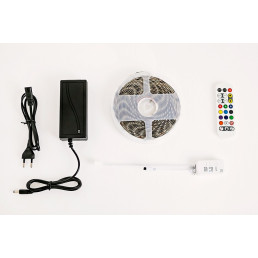 LED juostos rinkinys su maitinimo šaltiniu ir valdikliu, 5m, 30LED/ m, 7.2W/ m, 12Vdc, RGB IC skaitmeninė, IP65, TUYA Wi...