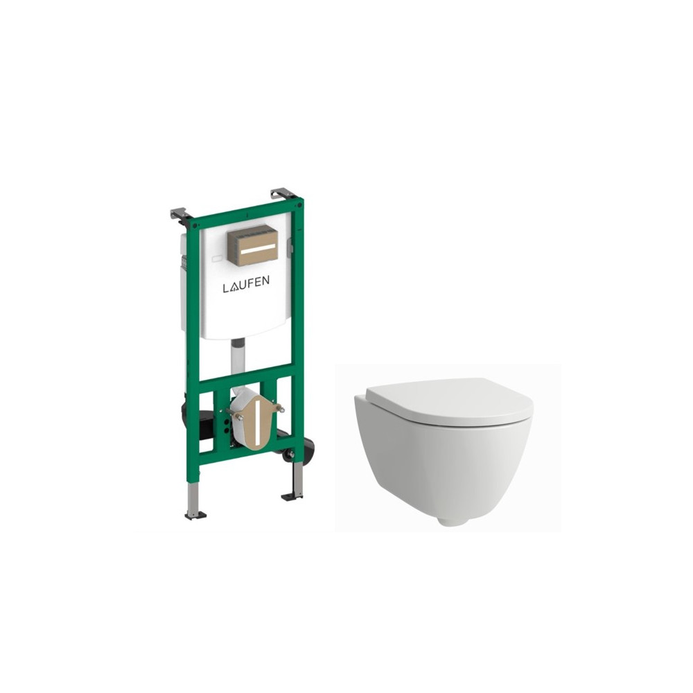 KOMPLEKTAS: Pakabinamas WC PRO X, silent, EasyFit 3.0(82086)+dangtis softclose (891863) balta sp. +rėmas INEO (920115)