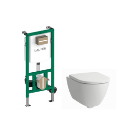 KOMPLEKTAS: Pakabinamas WC PRO X, silent, EasyFit 3.0(82086)+dangtis softclose (891863) balta sp. +rėmas INEO (920115)