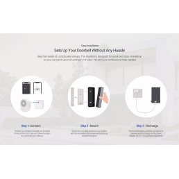 Bevielis lauko durų skambutis Wi-Fi 6 2.4GHz, 5MP, įkraunamas 9600 mAh