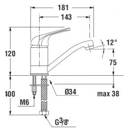 Plautuvės maišytuvas LYRA 143 mm snapas chromas