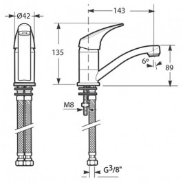 Plautuvės maišytuvas TALAS sukiojamu snapu 143 mm chromas