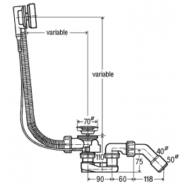 SIMPLEX Vonios sifonas Viega pailgintas (troselio L-725)