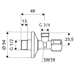 SCHELL ventilis skalbimo mašinai 1/2"x3/4"