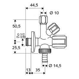 COMFORT SCHELL vent. kombinuotas1/2"x3/8"x3/4"