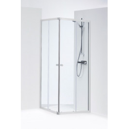 SILVER kvadratinė dušo kabina 80x80x190 cm poliruoto aliuminio profilis skaidrus 4mm stiklas