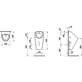 Pisuaras Caprino Plus (320 x 350 x 645 mm) su musele be valdymo sistemos vidinis įvadas baltas