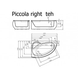 Akmens masės vonia Vispool Piccola 1540x950 mm dešininė balta