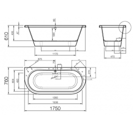 Akmens mases vonia Onda 1750x760 mm balta