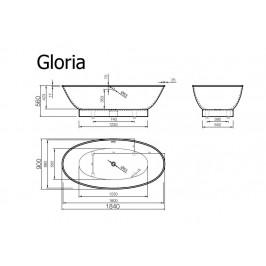 Akmens masės vonia Vispool Gloria 184x90 balta