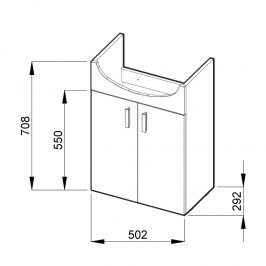 Praustuvo spintelė Lyra Pack New su 53 cm praustuvu 2 durelių balta