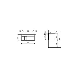 Praustuvo spintelė INO 355x780x350 mm su 1 stalč. praustuvui 8.1330.1/2 matinė balta