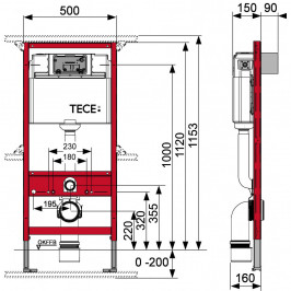 TECEbase WC modulis 3/6ltr. 2in1 (9400401) su tvirtinimo varžtais M12