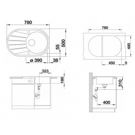 Plautuvė BLANCOTAMOS 45 S 780x500 mm antracito spalva