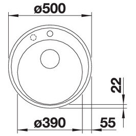 Plautuvė BLANCORIONA 45 500 mm antracitas